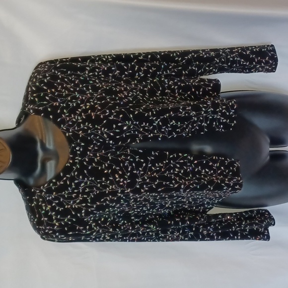 Ronnie Nicole by Ouida Rainbow Sparkle Jacket Vintage Button Front Black SzMed - Picture 1 of 8